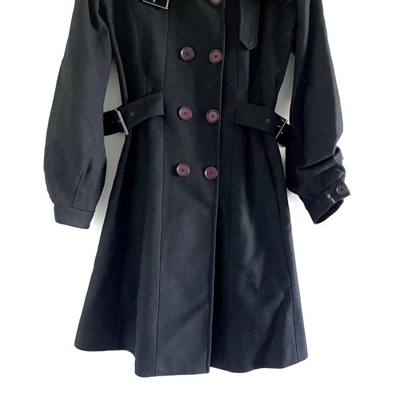 LeFull Black Wool / Cashmere Coat with Ruffle Collar Size 6 - Picture 8 of 12